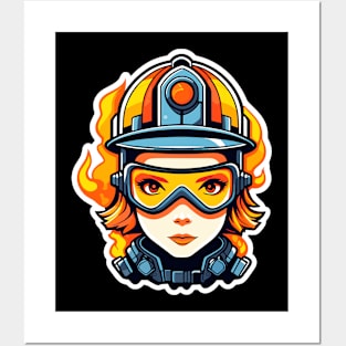 Firefighter Illustration Posters and Art